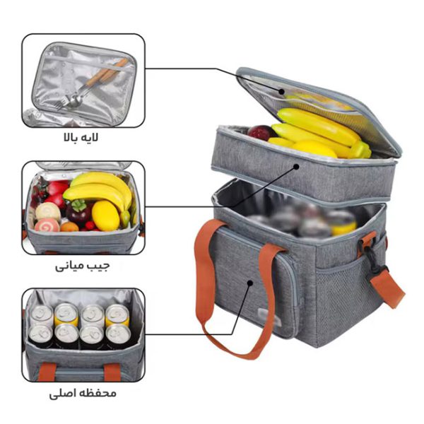 کیف ظرف غذای دو طبقه با قابلیت حفظ دما و ضد نشت