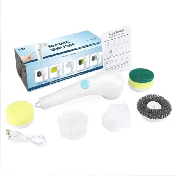 برس شست و شو شارژی Magic Brush با 5 سری قابل تعویض و طراحی ضد آب