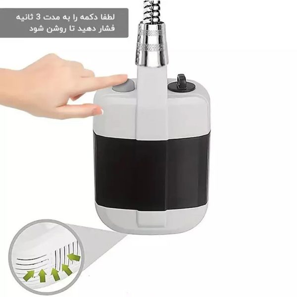 دوش کمپینگ شارژی مدل KE-801 با باتری 2200 میلی‌آمپر، شیلنگ 1.5 متری و پمپ قدرتمند