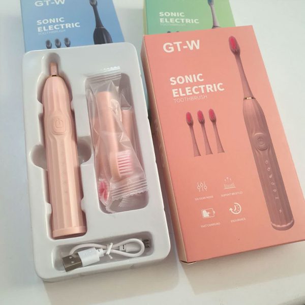 مسواک برقی مدل Sonic electric toothbrush GT-W با طراحی ارگونومیک، فناوری سونیک و قابلیت شارژ برای پاکسازی عمیق دندان‌ها