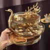 جعبه جواهرات چرخان سه طبقه با طراحی به شکل قو، مناسب برای نگهداری انواع زیورآلات