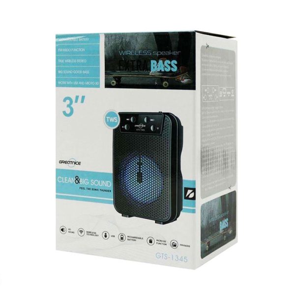 اسپیکر بلوتوث گریت نایس مدل GTS-1345 – اسپیکر کوچک قابل حمل با نور رنگی و صدای واضح