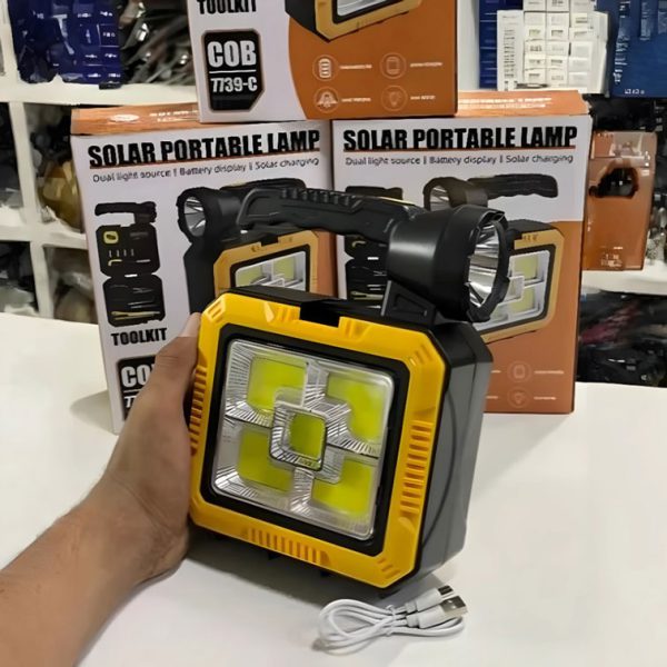 کیت ابزار چند منظوره همراه با چراغ قوه LED، پاوربانک خورشیدی و جعبه ابزار ۱۶ تکه