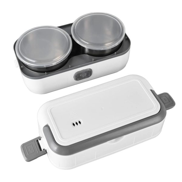 ظرف غذای برقی LunchBox یک لیتری با گرم‌کن PTC و ظروف استیل جداشونده مناسب محل کار و سفر