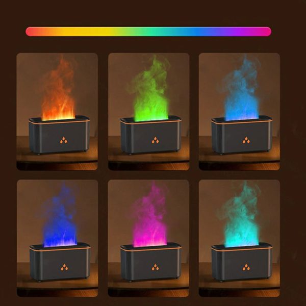 خوشبوکننده و بخور سرد طرح شعله با نور RGB و افکت شعله – مناسب خانه، اتاق خواب و محل کار