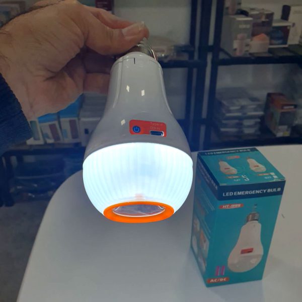 چراغ شارژی هوشمند HT-998 قابل نصب روی سرپیچ با نور سفید مهتابی و باتری قابل شارژ