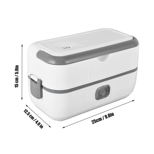 ظرف غذای برقی LunchBox یک لیتری با گرم‌کن PTC و ظروف استیل جداشونده مناسب محل کار و سفر